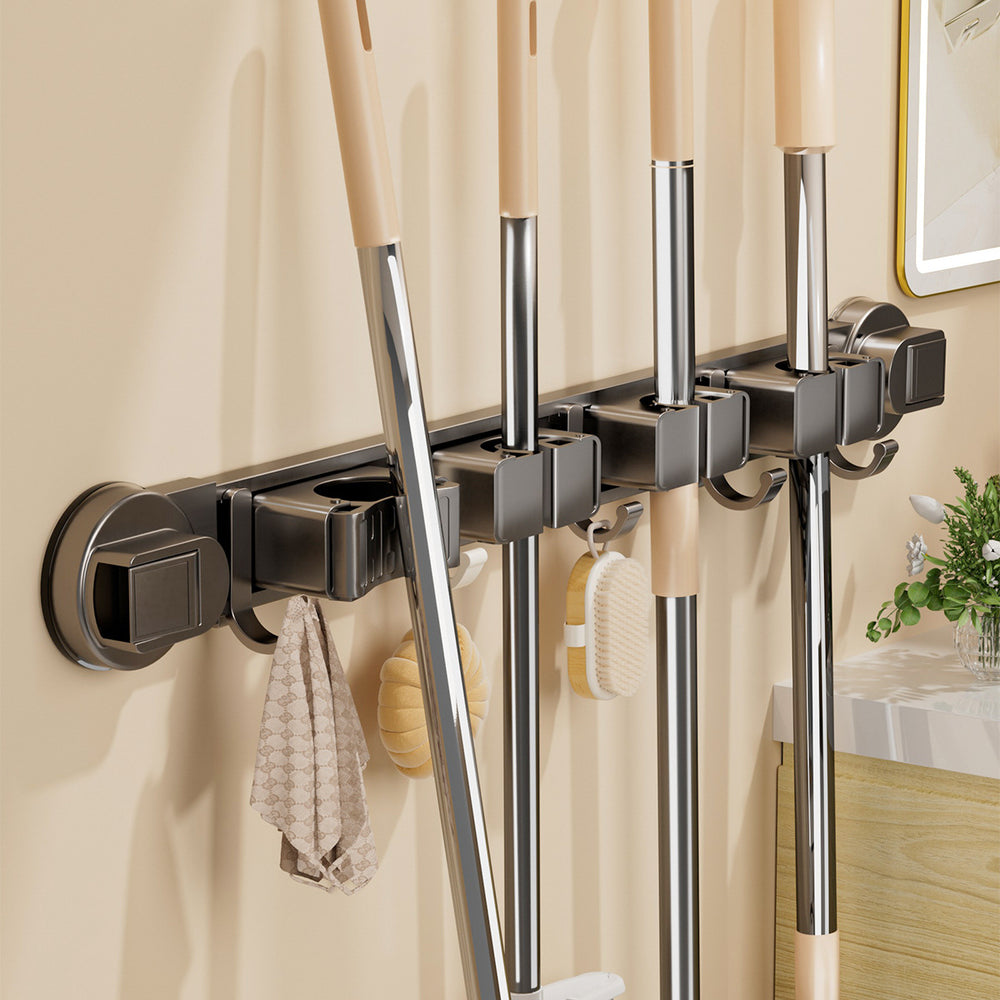 Suction cup mop holder hook punch-free bathroom wall-mounted mop clip broom storage rack rag storage fixed rack