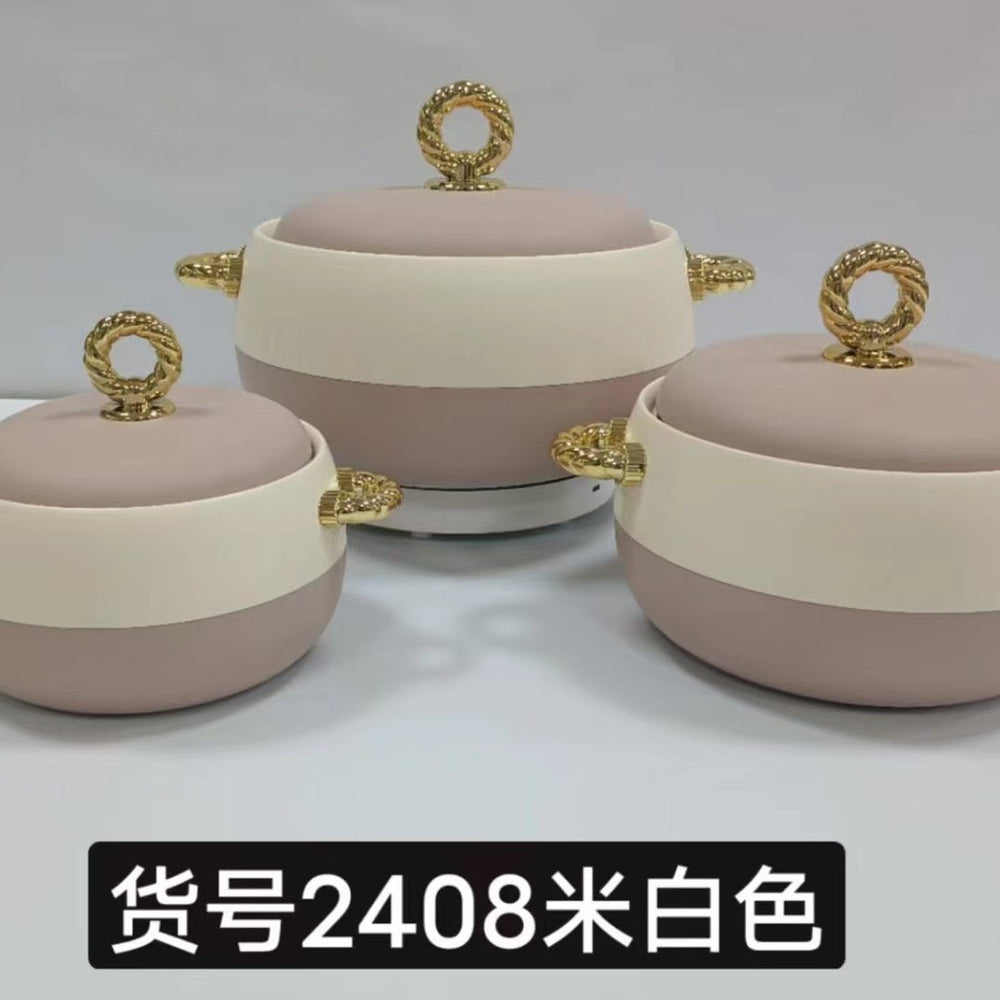 Food warmer hot selling 3pcs foreign trade thermal box 1l-2l-3.5l /set gold handle item number 2408