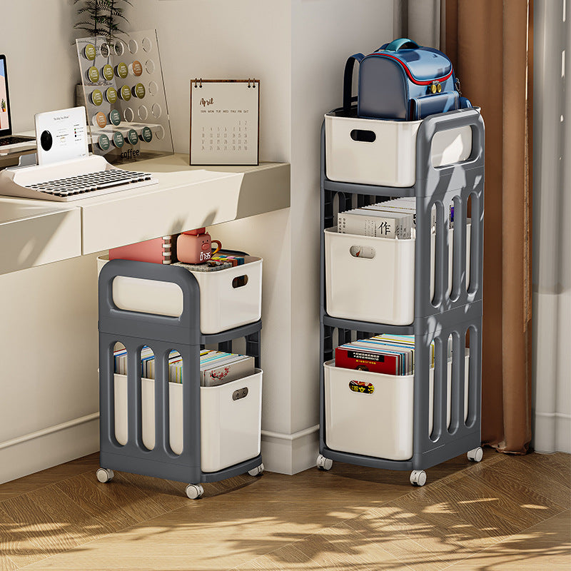 School bag shelf movable pulley trolley with wheels storage artifact household universal storage shelf bookshelf durable