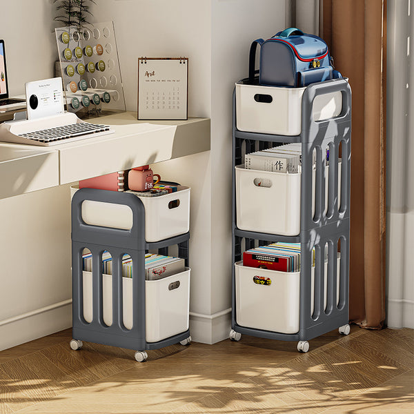 School bag shelf movable pulley trolley with wheels storage artifact household universal storage shelf bookshelf durable