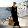 effortless chic european & american style cross-border dress - fashionable v-neck maxi dress, relaxed fit, elegant, perfect for everyday wear, travel, and vacation