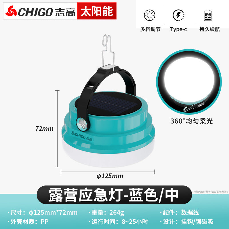 Chigo solar camping light long battery life outdoor camping light charging lighting tent emergency light not plugged in