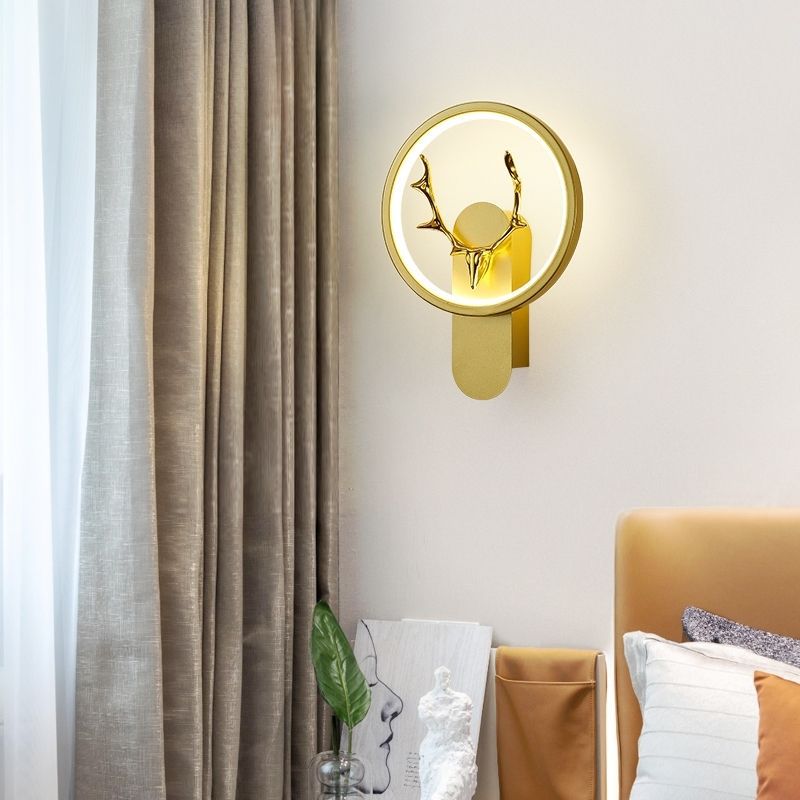 New arrival wall lamp deer head normcoreaccessible luxury modern pastoral style grids starry sky spotlight background wall master bedroom pair