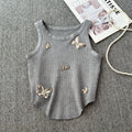Petitesilmelegant butterfly short sleeveless vest suspender women's summersense of designniche style bottom shirt tops