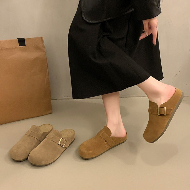 Soft bottom birkenstock shoes women's thick sole slippers outwear 2026 spring and summer new arrival one-leg birkenstock toe-cap half slippers sandals