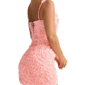 summer new european and american sexy square neck floral slim-fit sexy fashion sleeveless tie-up cami mini dress