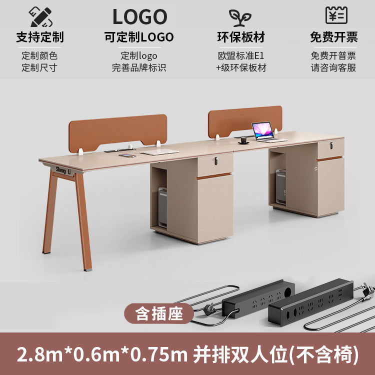 Office desk and chair set - 4/6 seater minimalist modern office table with partition workstation computer desk booth