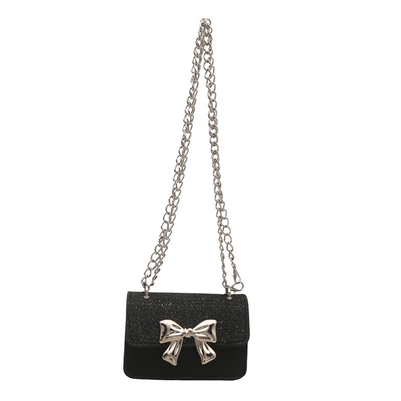 Fashion Bow Small Square Bag Mini Delicate Chain Shoulder Bag Trend Mini Premium Textured Niche Crossbody Bag