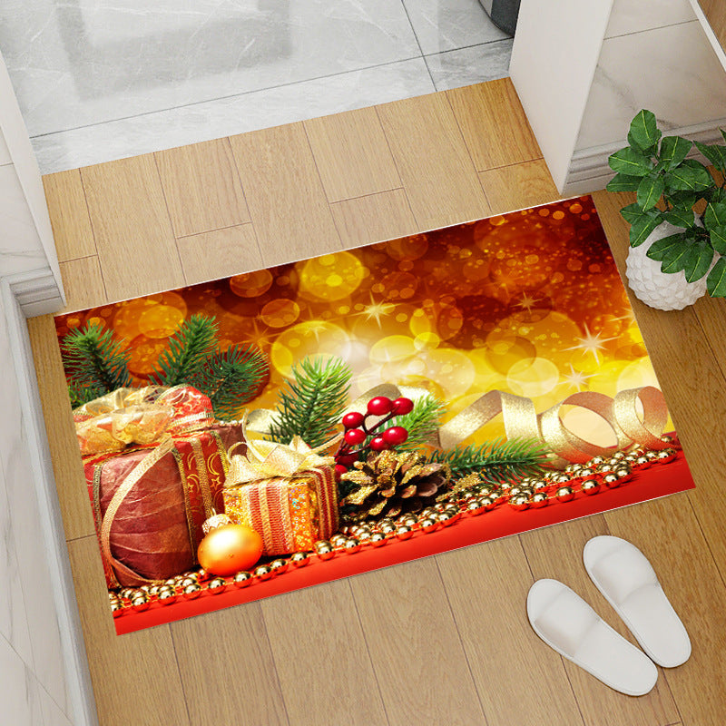 Red christmas floor mat - santa claus & christmas tree coral fleece entrance mat for home & bar