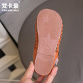 Vancahao girls' knitted leather shoes -  summer new arrivals: korean-style grandma shoes, open-toe sandals for kids