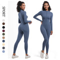 European and american style zipper nude feel long sleeve bodysuit yoga outfit - quick dry, compression, high-intensity running fitness activewear for women