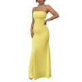 European and american cross-border new  dress: strapless, backless, tie-up maxi dress - sexy, socialite, fashionable, and slim-fit
