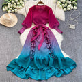 Miya foreign trade premium banquet gown - gradient ruffle detail, heavily pleated, slim-fit long dress