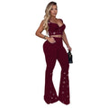 C7451 cross-border   fashion women's elegant sexy top and wide-leg pants two-piece set