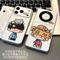 Polka dot pajama couple animal-themed phone case for apple 17, soft and cute iphone 16 large window electroplated case 15