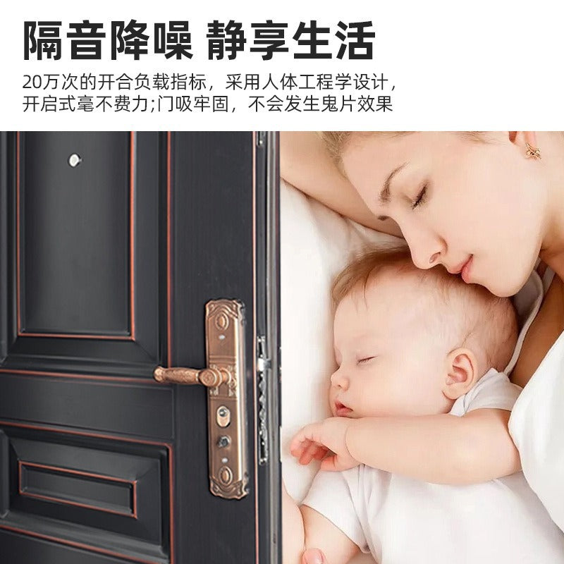 Household entrance door with ventilation window steel fire door rural self-built house double door entrance door sub-mother door