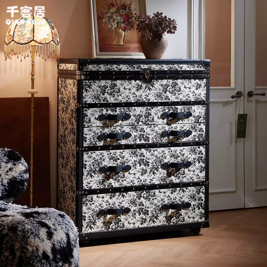 Bedroom floor-standing jewelry storage jewelry cabinet black and white presbyopia leather dressing table chest storage all-in-one dressing table