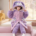 【triple-layer quilted, fleece-lined, extra thick】winter kids' quilted pajamas - girls' coral fleece, triple-layer fleece-lined, extra thick