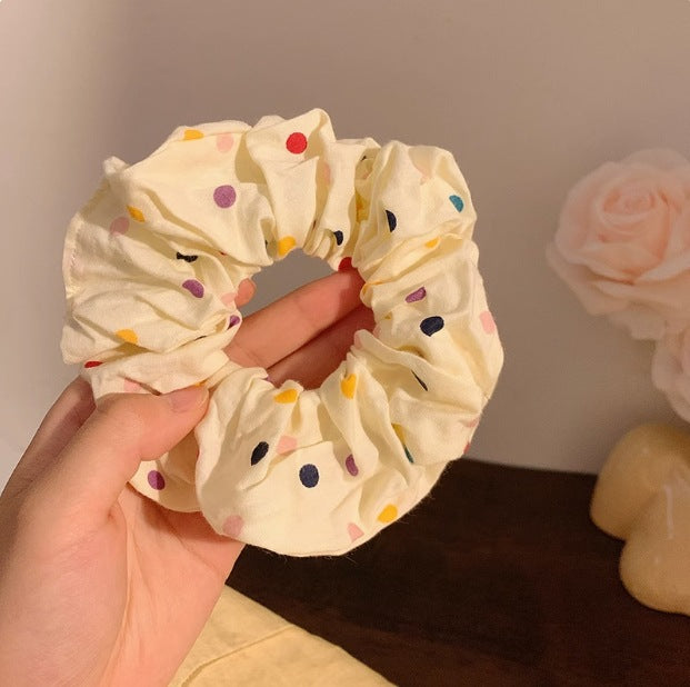 Sweet fabric floral treaded edge large intestine ring hair rope japanese style cute girl preppy style k-style headband rubber band