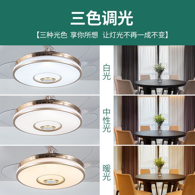 52inch invisible fan light ceiling fan light living room frequency conversion silent high wind bluetooth music fan light