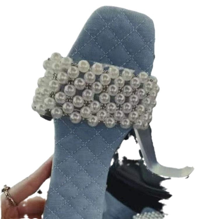 new women's handmade beaded slide sandals - sweet, girly, fairy style flat heel slippers for export