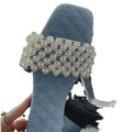 new women's handmade beaded slide sandals - sweet, girly, fairy style flat heel slippers for export