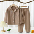 Derong pajamas kids pajamas men and women baby new autumn and winterlong sleevestwo-piece set boys and girls lapel home clothes