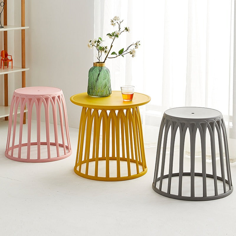 Scandinavian round living room side table hollow set stool plastic for home small table spare stool casualpopular small stackable
