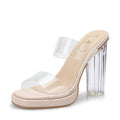 High heels for women 2024 summernew arrivalwaterproof platform one strap non-tiring feet thick heel crystal slippers women's sandals women's shoes