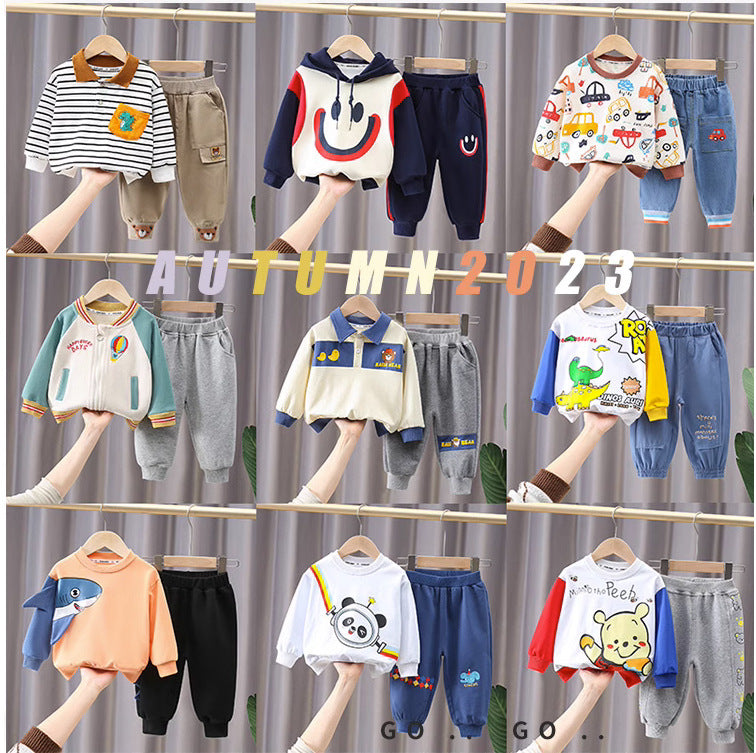 Boys' cool & stylish sweatshirt set for autumn/winter  - new trendy kids' clothing for baby boys, perfect for making a statement on the street, suitable for young children and middle-sized kids, summer wear