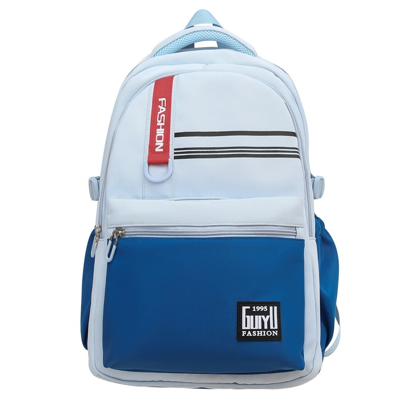 School bag, new, junior high school students, high school students, large-capacity burden reduction, lightweight backpack, simple texture backpack
