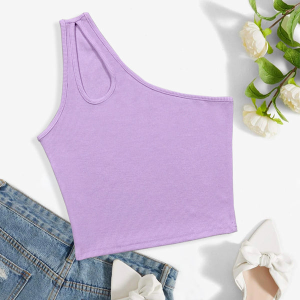 2025 summer  new women's clothing European and American ins style hollow shoulder sleeveless top ribbed short small vest