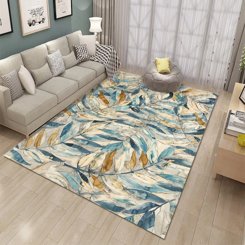 Customized cross-border drop shipping washed carpet indoor gilded abstract square floor mat printed coffee table living room bedroom floor mat