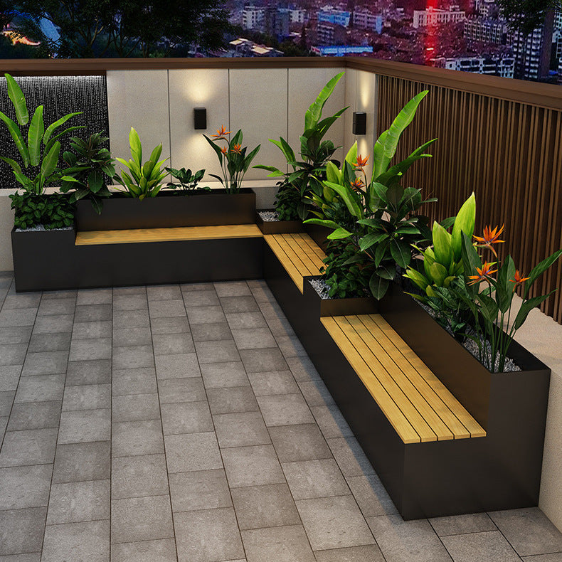 Outdoor flower box flower bed combination balcony terrace courtyard planting box partition fence rest chair plastic wood seat flower box