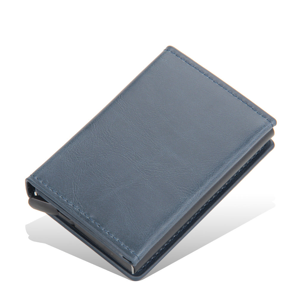 Baellerry's new men's card bag aluminum box anti-magnetic and anti-theft short automatic elastic card type high-sense card cover for men