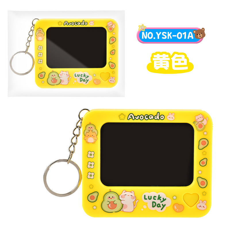 Cartoon kids toy keychain lcd writing tablet gift toy doodle blackboard student bag charm
