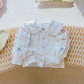 Girls' autumn  new arrival: pure cotton blouse - stylish, versatile, korean style embroidered bear top - trendy spring & autumn fashion