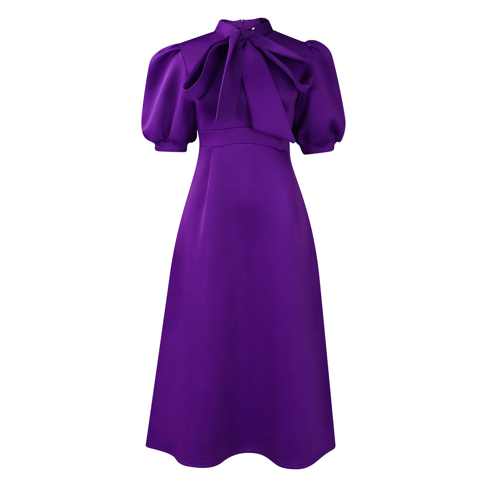 summer new european and american cross-border short-sleeve tie-up bowknot puffy ball gown european and american dress