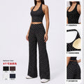 new arrival polka dot yoga clothes suit polyester printing deep v high elastic stereo fitness sports suit