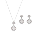 [titanium steel] micro-embedded four-leaf clover necklace and earrings set, high-end, accessible luxury, stylish, elegant earrings, clavicle chain jewelry