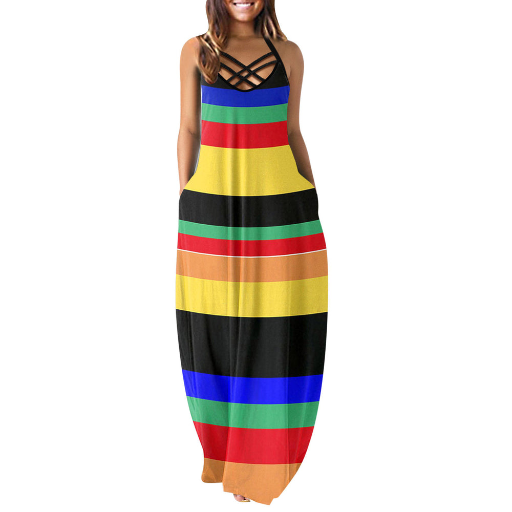 new arrival: european and american style casual fashion summer loose sleeveless camisole maxi dress for  export