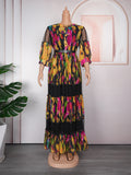 new cross-border spring/summer european and american style floral dress, african  fashion long printed dress