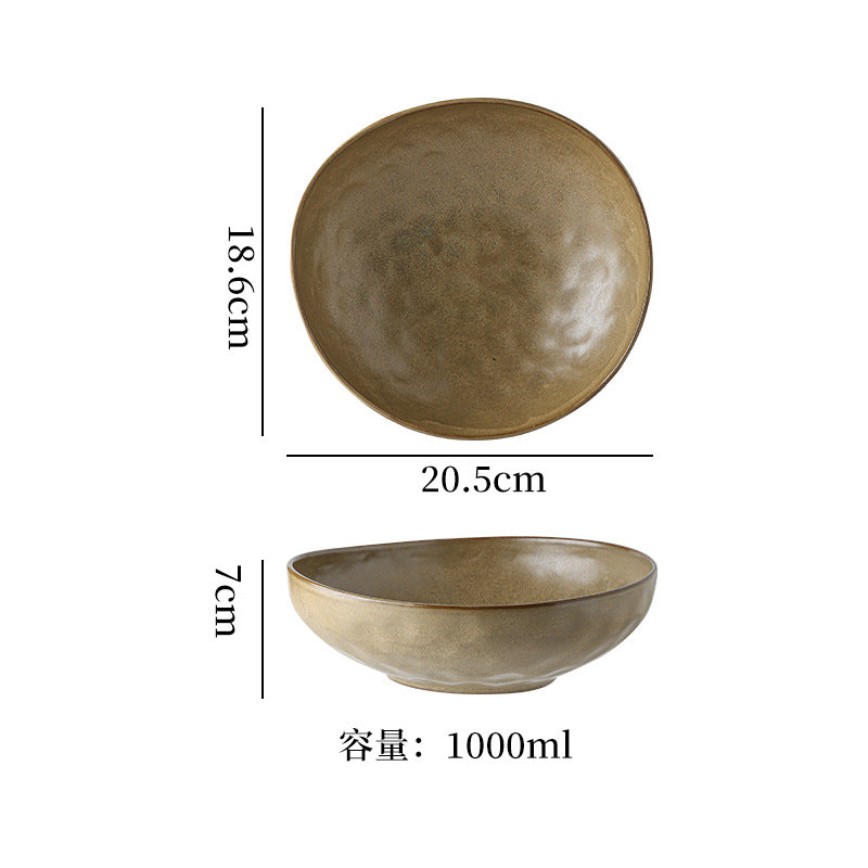 Japanese retro stoneware ceramic tableware restaurant hotel business dessert bowl soup bowl pasta bowl good-looking kiln bowl