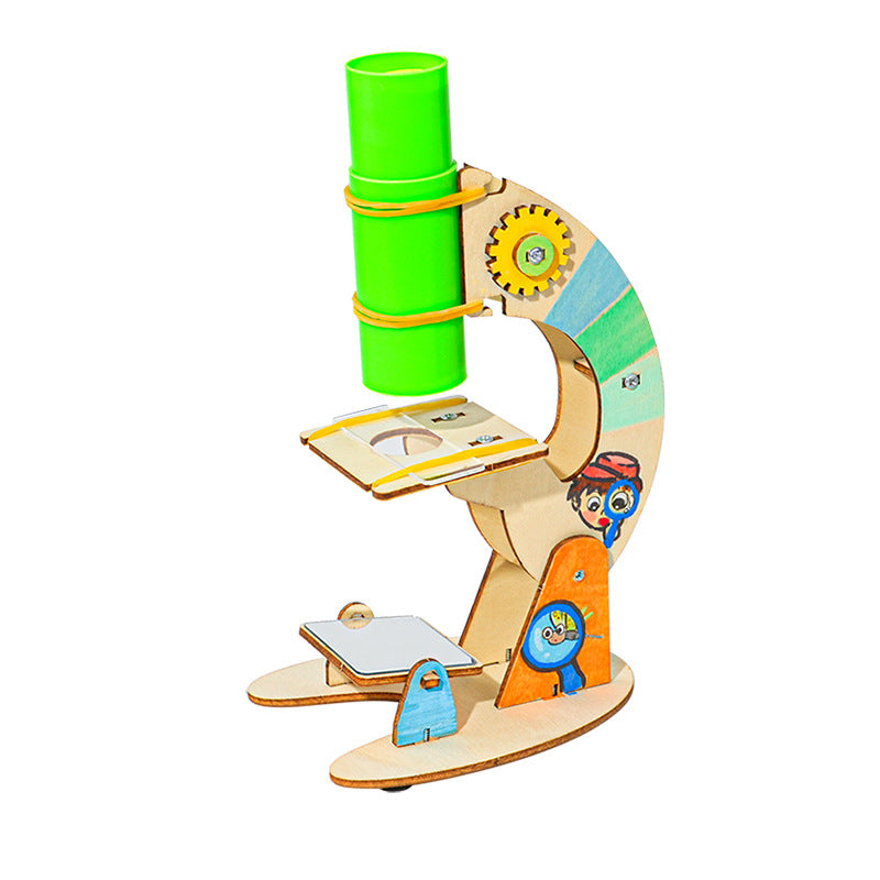 Microscope wood technology small production homemade handmade DIY assembly maker STEAM educational equipment package scientific experiment