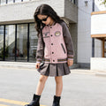 Girls' spring outfit : spring/autumn baseball jacket for girls, middle-to-large children's outerwear, preppy style, new trendy children's fashion, popular online