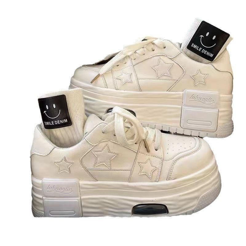 Thick-soled white shoes children thin small Internet celebrities with the same height-increasing star board shoes short welfare women's shoes tide