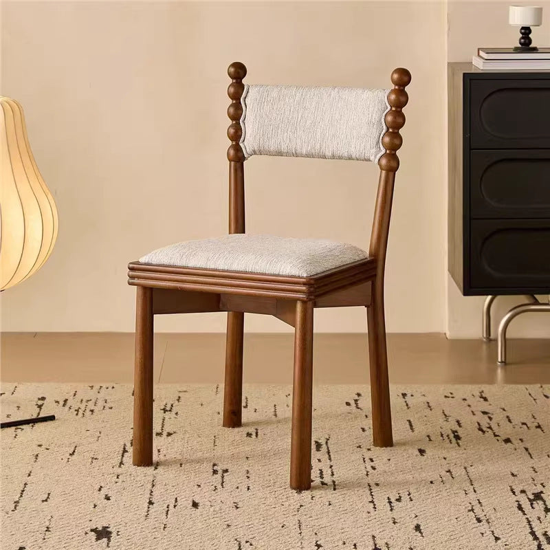 French chinese retro style dining chair for home living room chinese ancient style chair designer solid wood upholstered backrest makeup stool