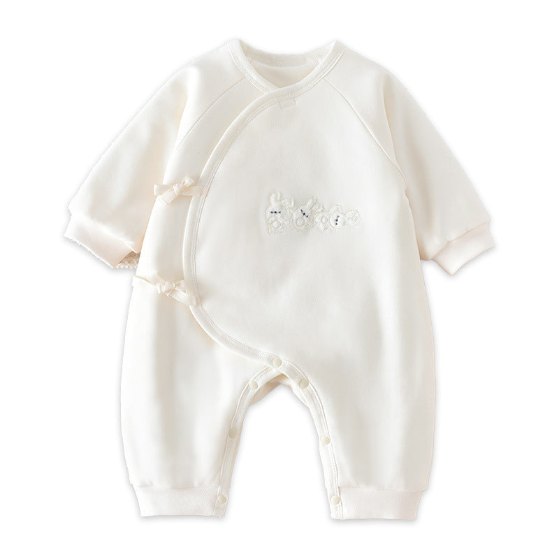 Babibele baby clothes autumn winter new arrival one-piece quilted clothes infant clothes long sleeves side-breasted hairy