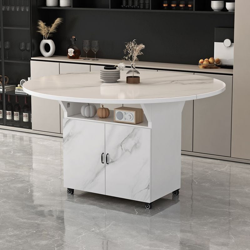 Movable foldable dining table small apartment for home rectangular foldable island table multifunctional storage storage sideboard