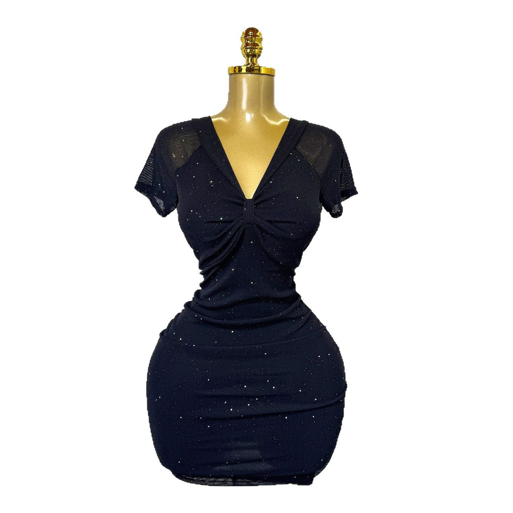 summer new arrival: stretch mesh mini dress - v-neck, sexy, bodycon, and figure-hugging